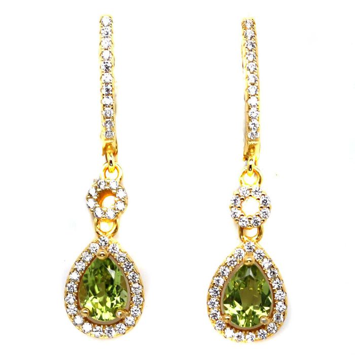 Серебряные серьги с зеленым натуральным перидотом 5х7мм