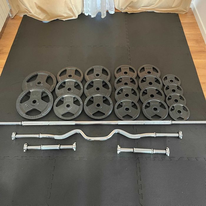 Zestaw Obciążeń Żeliwnych 93kg Siłownia Hantle Sztanga Ciężary Żeliwo