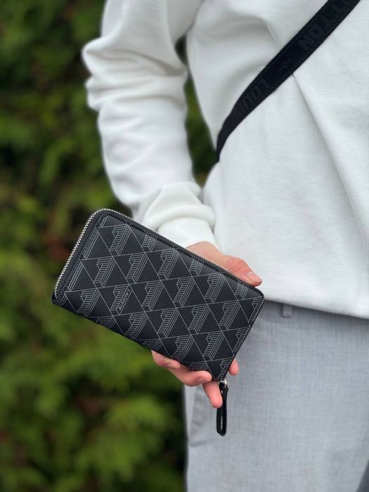 Гаманець Lacoste чоловічий чорний кошелек клатч Лакост Лакоста черный