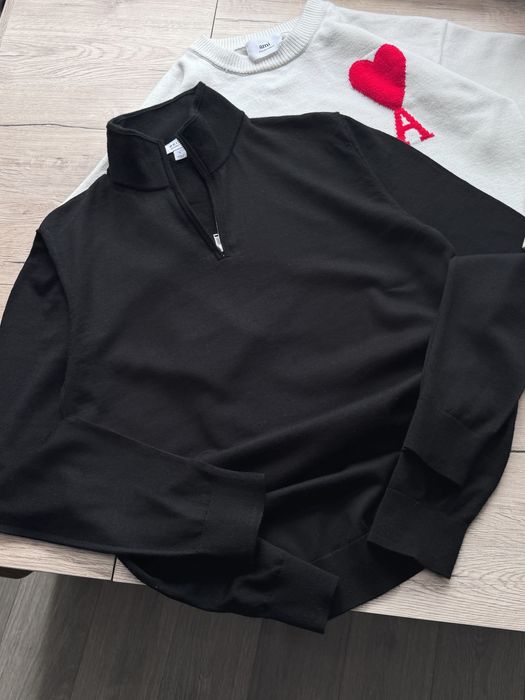 Reiss 100% шерсть базовий чорний жіночий светр з замком