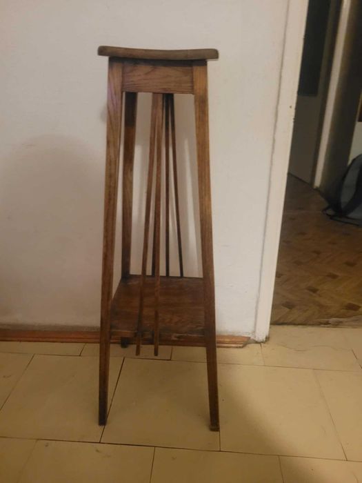 PRL kwietnik drewniany