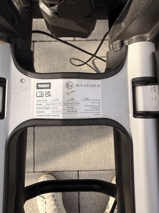 Bagaznik rowerowy Thule EasyFold 933 XT 2 EBike 60kg