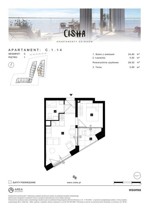 2-pokojowe mieszkanie 28m2 + balkon Bezpośrednio