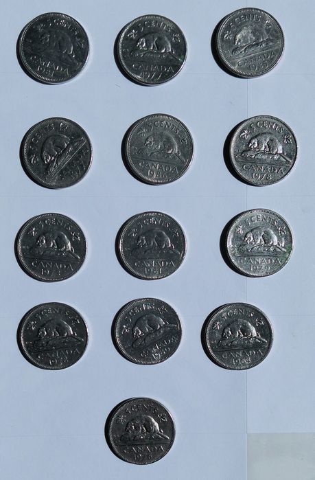 Conjunto 13 moedas de 5 cêntimos Canada