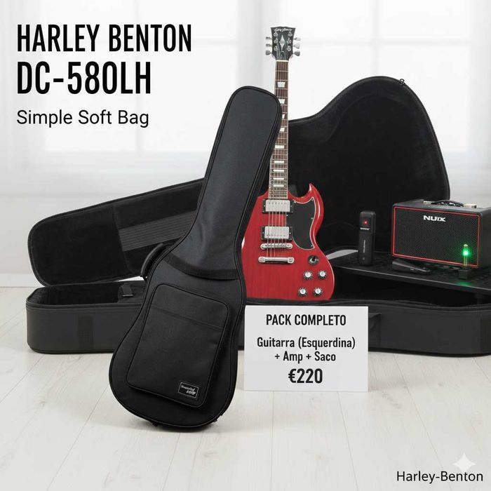 Guitarra Esquerdina Harley Benton DC-580LH + Amp NUX Mighty Air