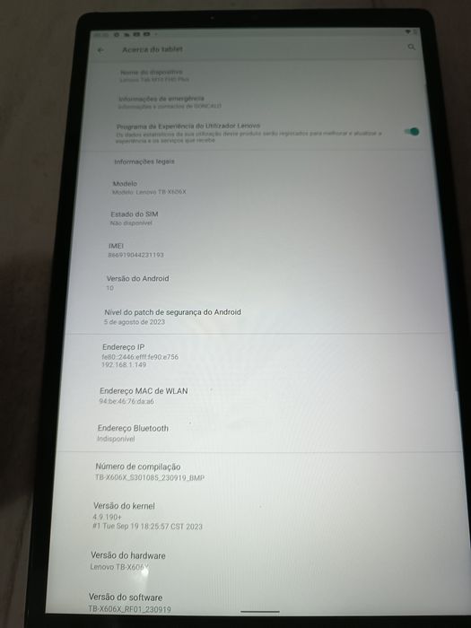 Tablet Lenovo TB-X606X