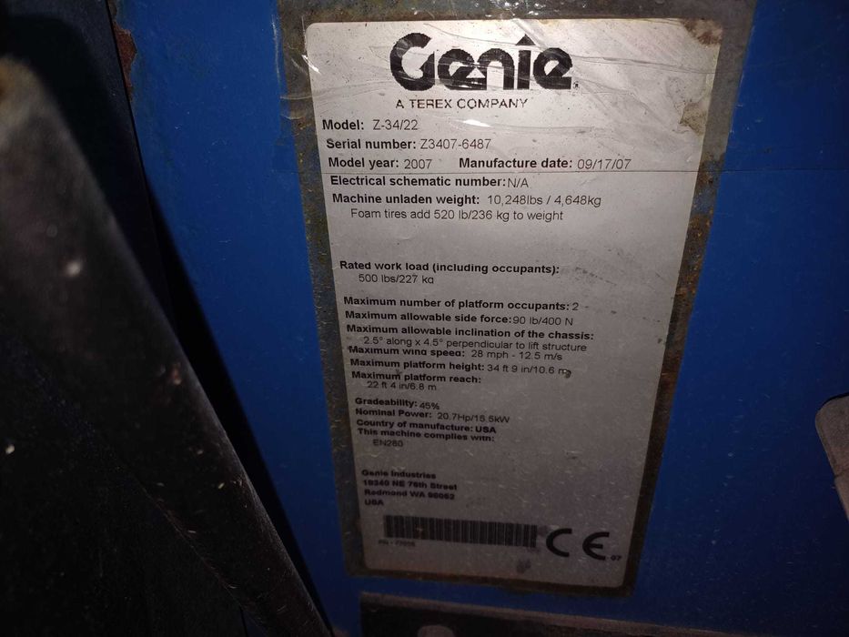 Braço Diesel Genie de 12m