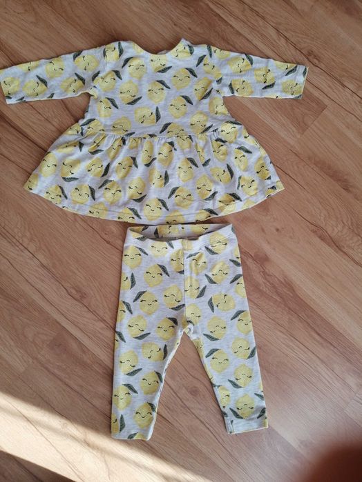 Komplet bawełniany dla dziewczynki sukienka + legginsy 62
