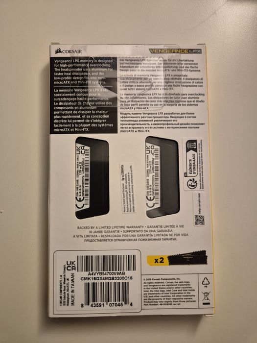 RAM Corsair 16GB (2x8GB) 3200MHz CL16 DDR4  Vengeance LPX Black - Nowe