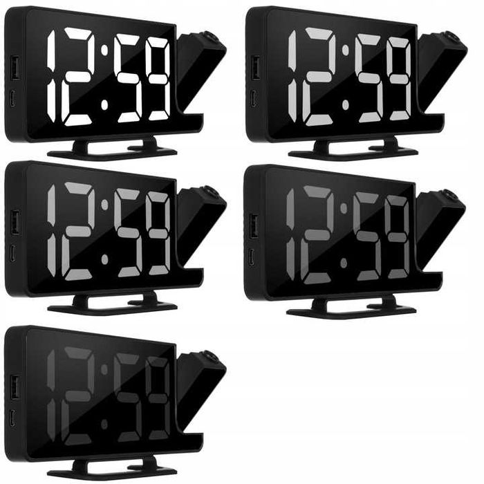 Budzik Cyfrowy LED z Projektorem i Lustrzanym Wyświetlaczem