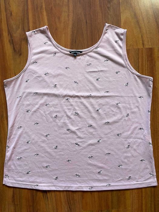 Różowa bluzka na szerokich ramiączkach w kwiaty 3XL / Nr 268