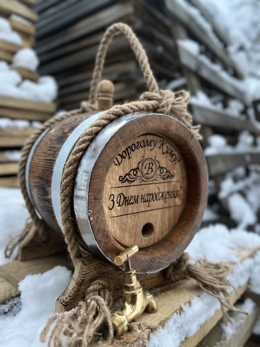 Бочка дубова для кума, дубовая бочка 5, 10, 15, 20, 30, 40, 50 л