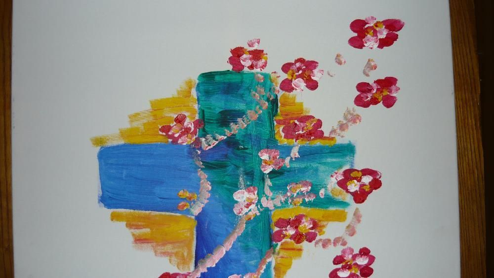 Obraz olejny krzyż 100x70 cm