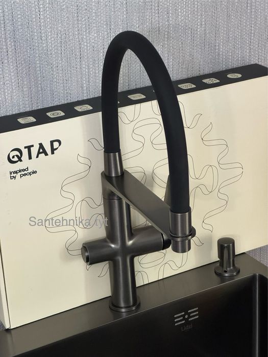Смеситель Qtap Gunmetal PVD для кухни под фильтр осмос