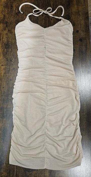 Sukienka beżowa wiązana rozmiar S