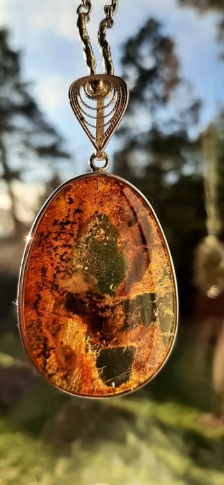 Hit Srebrny wisior z bursztynem wiosenna cena