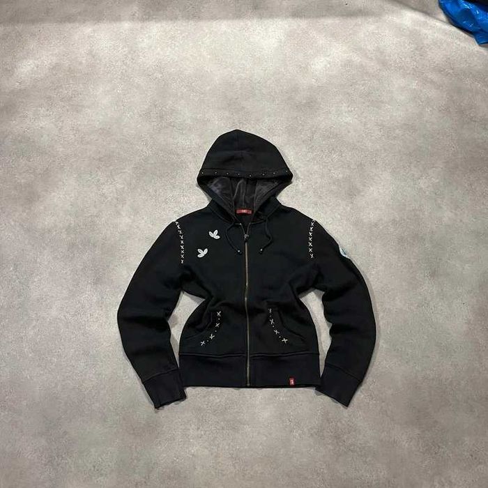 Vintage Bluza Y2K Zip Up Hoodie Alt Coquette Retro 90s Cropped