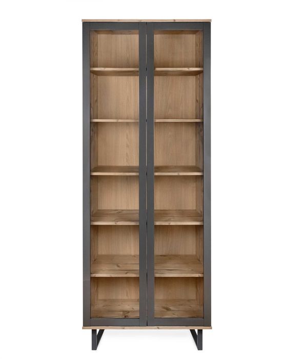 Witryna przeszklona wysoka do salonu 79,5 × 40 × 206,4 cm