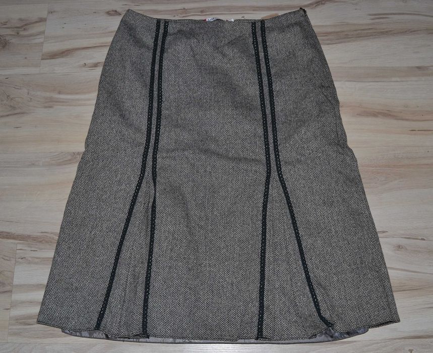 127^ Just style elegancka spódnica z wełną jodełka 42/44
