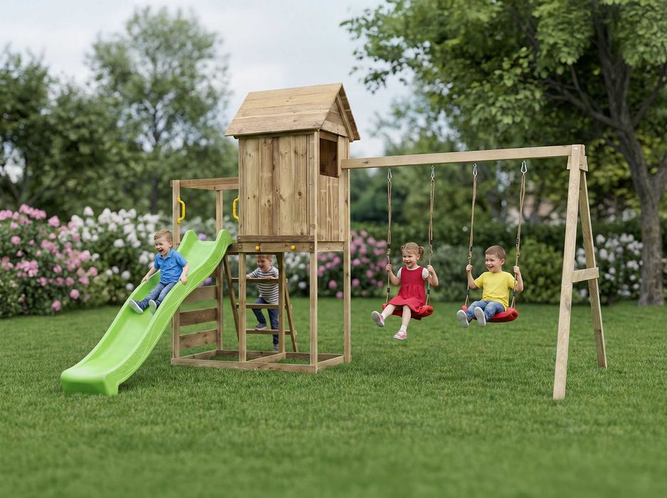 Domek dla dzieci do ogrodu, Plac zabaw, Huśtawka, Piaskownica, DARMOWA DOSTAWA
