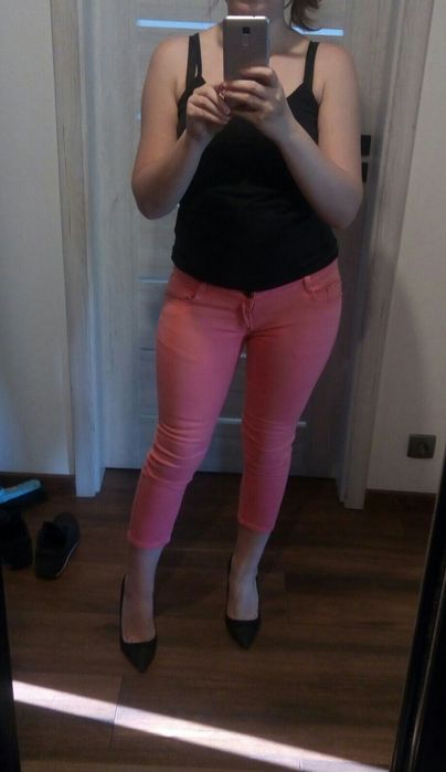 Jeansy różowe 3/4