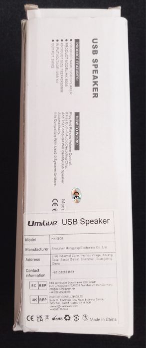 Firmowy Mini głośnik USB do laptopów/komputerów.  Idealny w podróży.