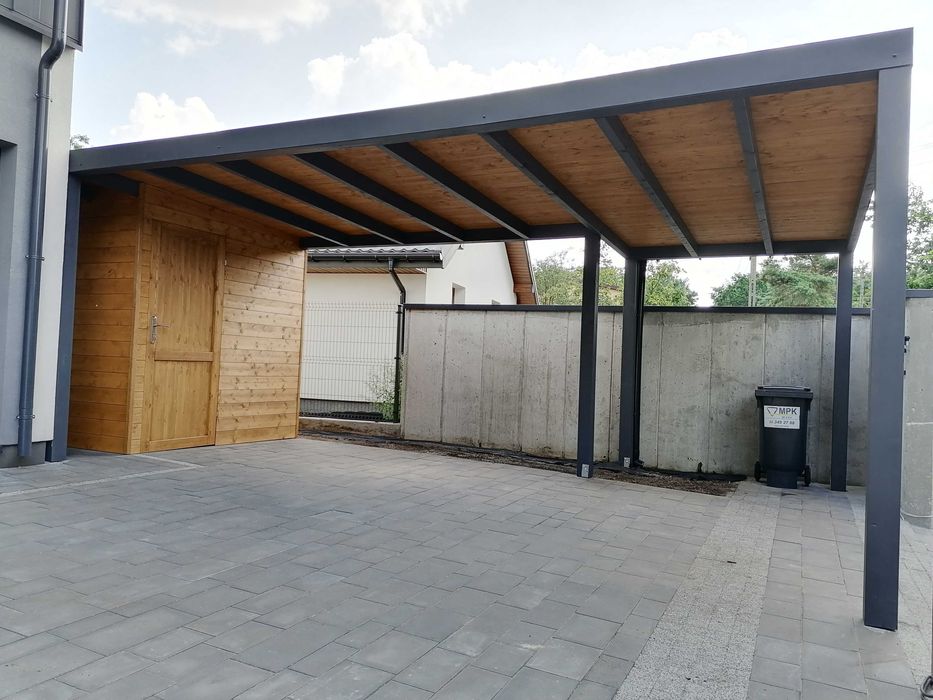 pergola drewniana BSH architektura ogrodów taras zadaszenie poliwęglan