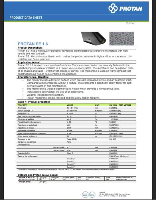 Membrana PVC Protan SE 1.6 F91 Light Grey