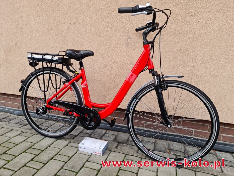 Rower elektryczny damski damka MIFA koła 28 SHIMANO ALTUS aluminium