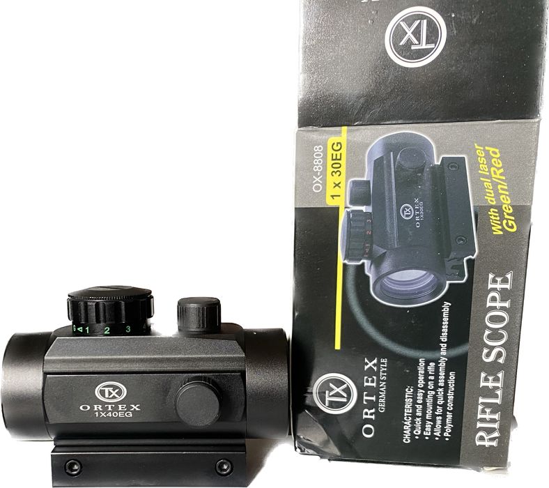 Коліматорний приціл Ortex 1×30 червона/зелена точка  міцний корпус
