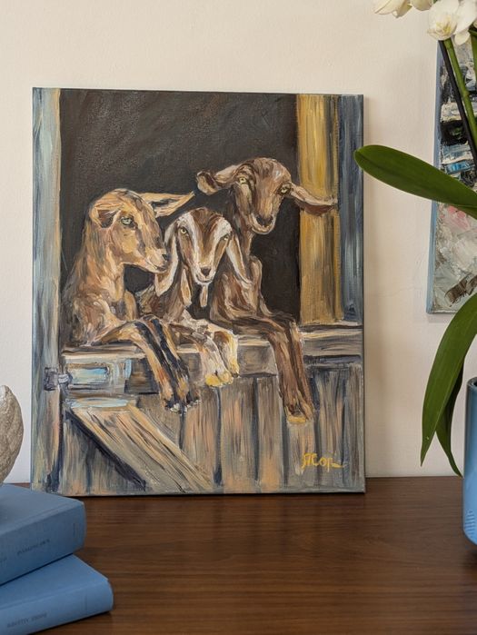 Quadro pintado a óleo, 46x38 cm