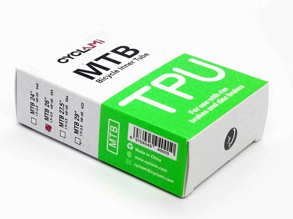 CYCLAMI Lekka Dętka 65g TPU Rozmiar 26x1,9 - 2.50  WENTYL Presta 45mm