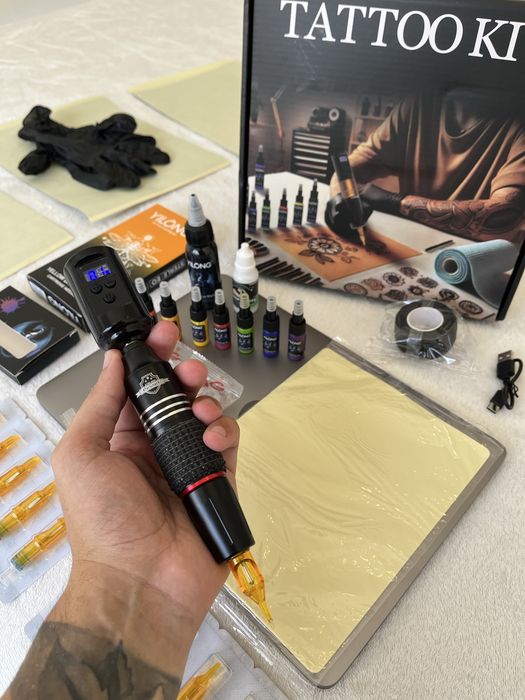 Kit Tatuagem S/ Fios COMPLETO Máquina/ Pen, Pele Treino NOVO