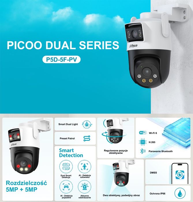 IP відеокамера Dahua DH-P5D-5F-PV 5МП (2.8+6мм) WiFi та інші моделі