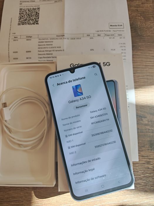 Samsung A34 5G 6GB/128GB Dual Sim Violeta Seminovo C/Garantia