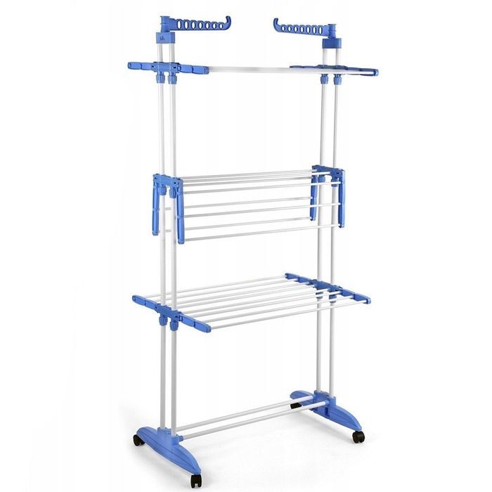 Багатоярусна сушарка для білизни до 50 кг (172х73х64) Garment Rack With Wheels, Блакитний / Підлогова вішалка