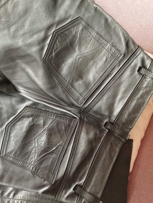 Штаны кожаные байкерские мотоциклетные мотоштаны