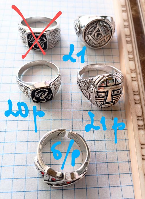 Перстень печатка лот / з червоним камнем сталь / 20.5 розмір