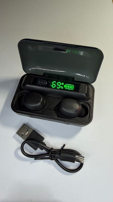 Słuchawki bluetooth czarne + powerbank