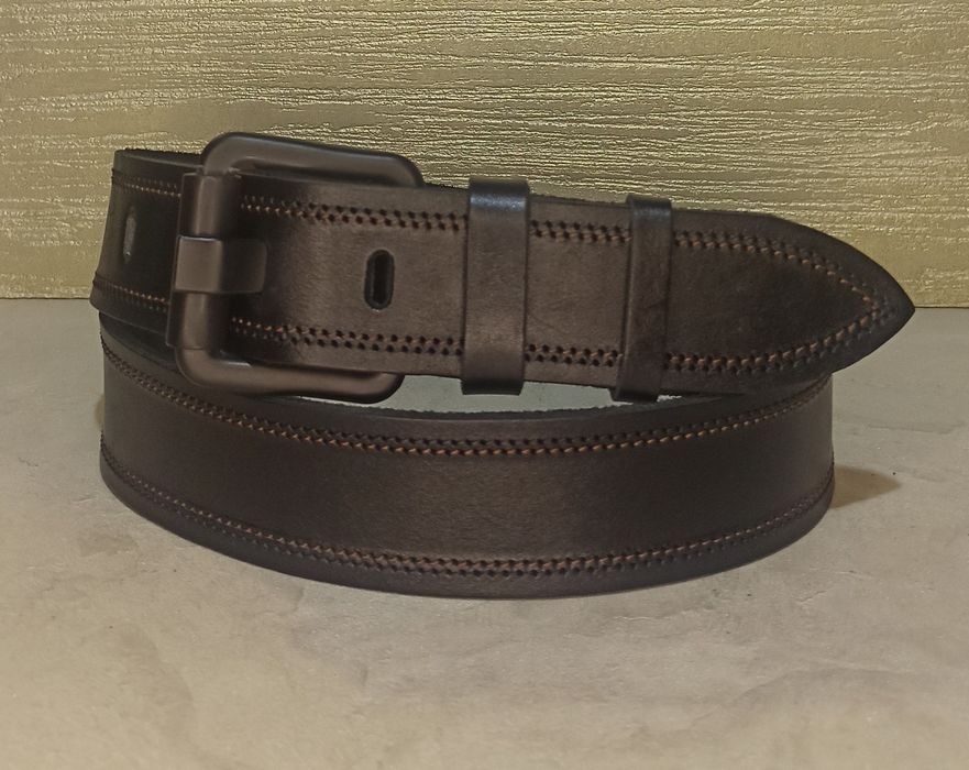 Ремень мужской кожаный джинсовый ремінь чоловічий  пояс