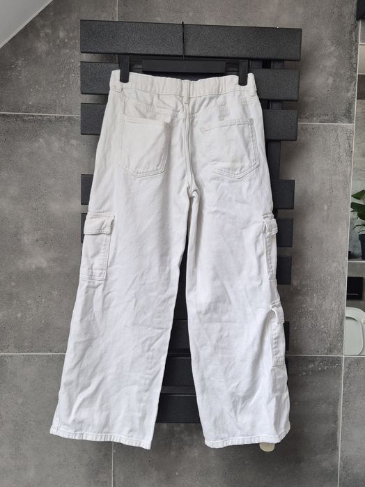 Piękne białe spodnie H&M r 152 weid leg szerokie