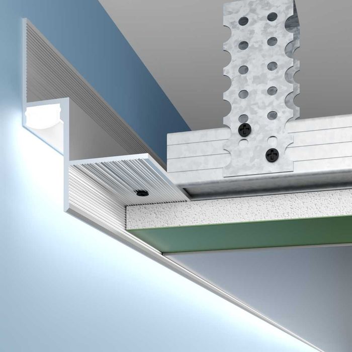 Прихований карниз, алюмінієві плінтуса, тіньовий шов