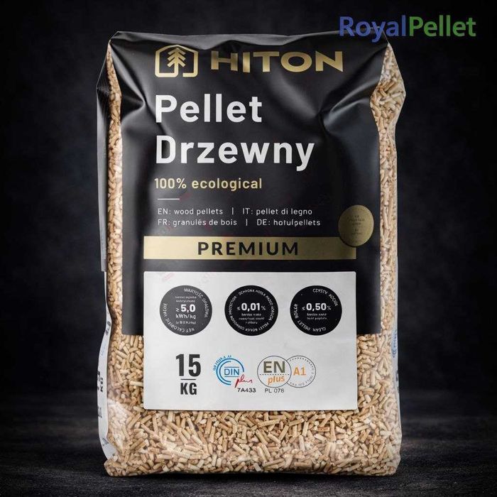 Pellet drzewny HITON Premium ENplus A1 975 kg – paleta 65 × 15 kg
