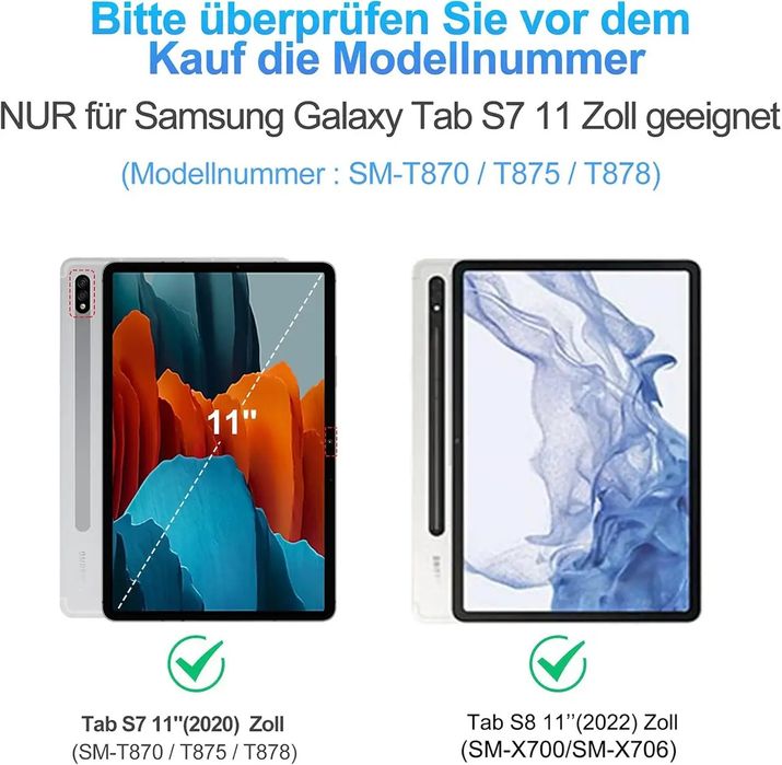 Чохол-клавіатура JADEMALL для Samsung Galaxy Tab S7/S8 11 дюймів, магнітна клавіатура