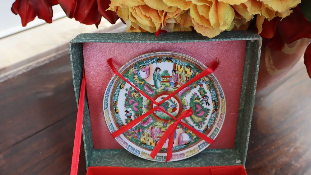 Serviço de chá chinês em miniatura decoração Mandarim