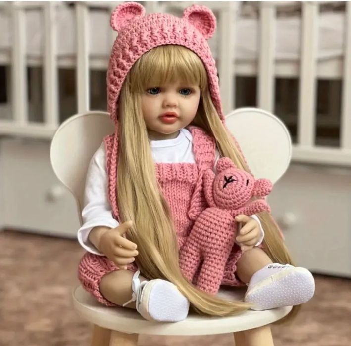 Nowa lalka realistyczna dziewczynka Reborn długie blond włosy 55cm