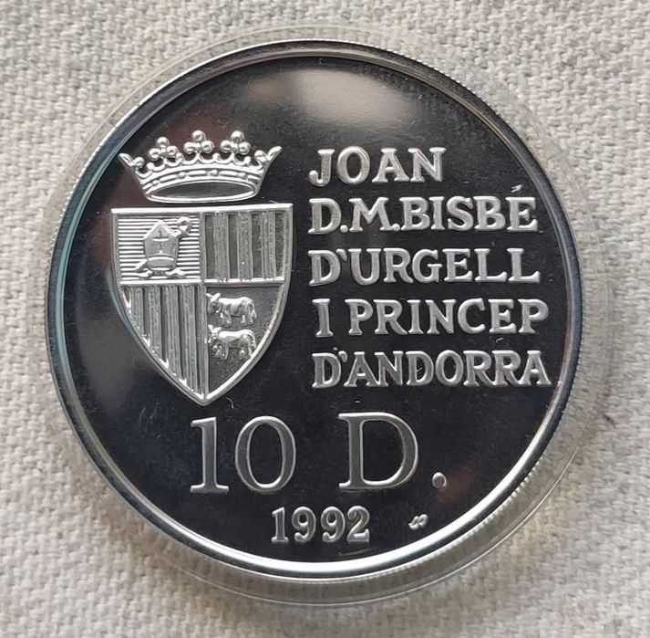 Андорра. 10 дінерів 1992р. " Бурий ведмідь". СРІБЛО. ПРУФ.