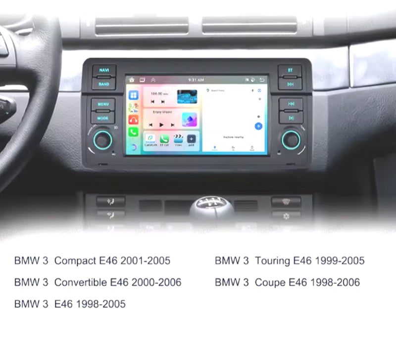 RÁDIO GPS ANDROID 15 BMW SÉRIE 3 E46 98-05 / COMPACTO 01-05 / CABRIO 00-06 / TOURING 99-05 / COUPÉ 98-06 7" 4GB+64GB