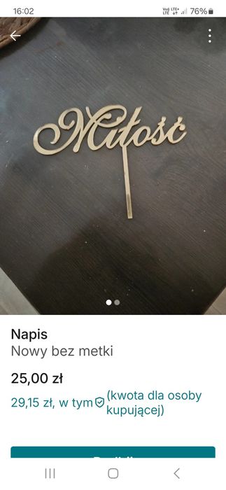 Napis Miłość topper