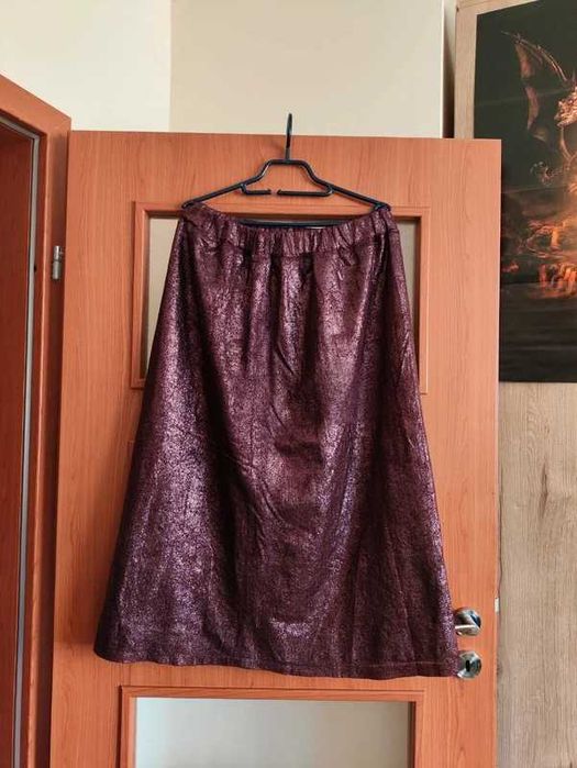 Spódnica midi vintage metaliczny połysk